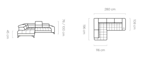 Ъглов диван БАГИО L ляв