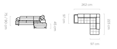Ъглов диван ЕМПОРИО L десен