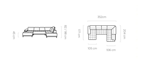 Ъглов диван ФОКУС XL десен