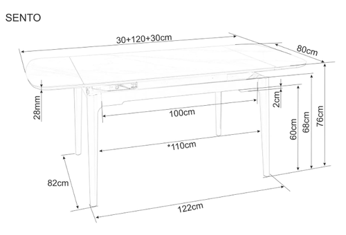 Трапезна маса СЕНТО с разтегателен механизъм
