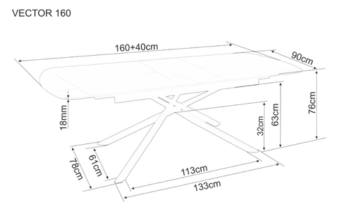 Трапезна маса ВЕКТОР с разтегателен механизъм