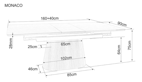 Трапезна маса МОНАКО с разтегателен механизъм