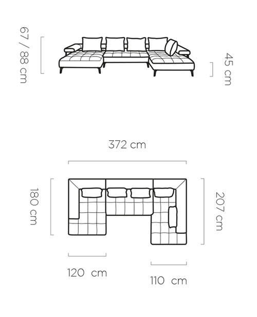Ъглов диван МОНТЕЛЛА XL десен