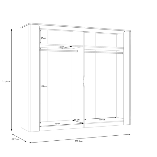 Четирикрилен гардероб ВОДОЛ VXLS941-M978