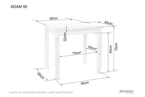ТРАПЕЗНА МАСА АДАМ 90Х65